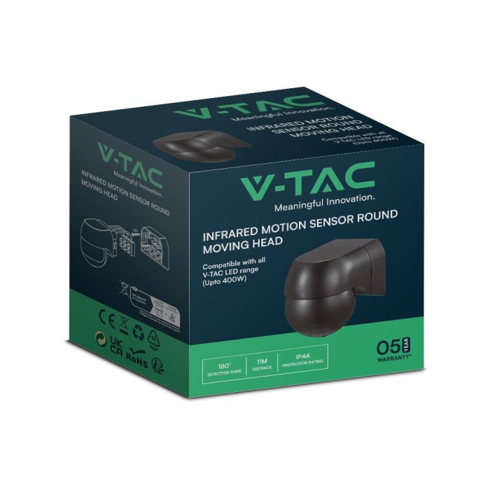 Sensor de movimiento por infrarrojos V-TAC - IP44 - Negro-extra-5.webp