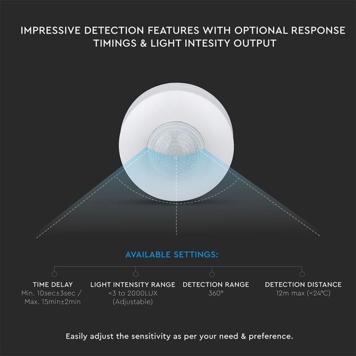 Sensor de movimiento por infrarrojos V-TAC - IP20 - Blanco-extra-5.webp