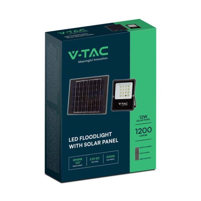 Proyector Solar V-TAC - IP65 Impermeable - Cuerpo Negro - 1200 Lumens - 6400K-extra-8.webp