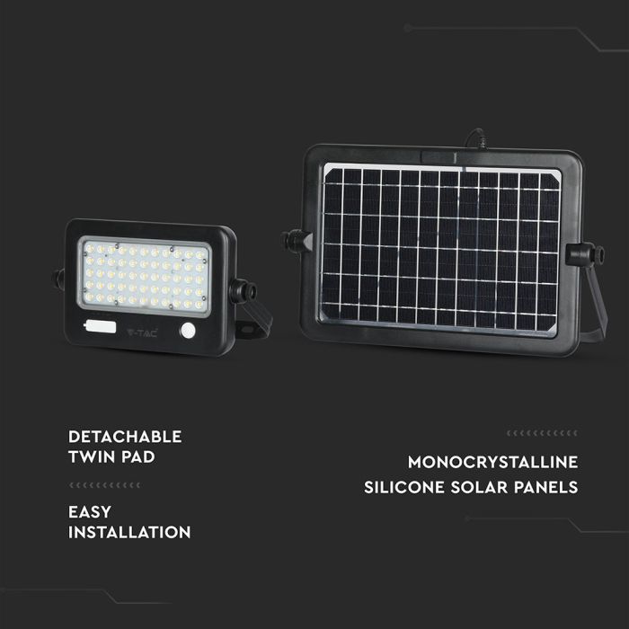 Proyector con panel solar V-TAC - Almohadilla Doble Desmontable - IP65 Impermeable - 10W - 1100 Lumens - 4000K-extra-2.webp