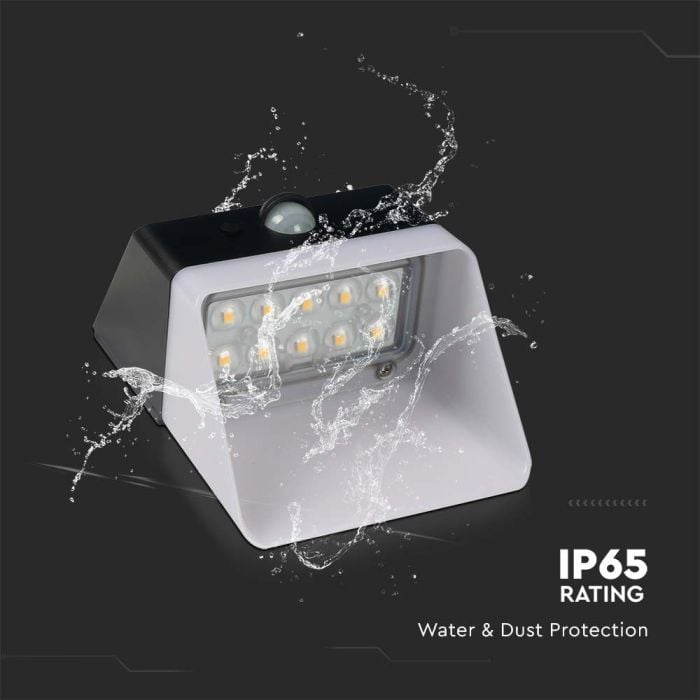 V-TAC Sensor Solar Luz de Pared - IP65 Impermeable - Negro + Blanco - 2W - 200 Lumens - 4000K - Pack de 2-extra-13.webp