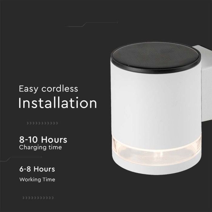 Aplique Solar V-TAC - IP44 - Cuerpo Blanco - 70 Lumens - 3000K - Pack de 2-extra-5.webp