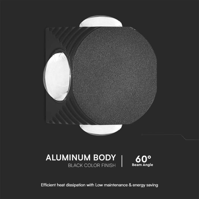 Aplique LED Redondo V-TAC - IP54 - Negro - 4W - 390 Lumens - 3000K-extra-4.webp