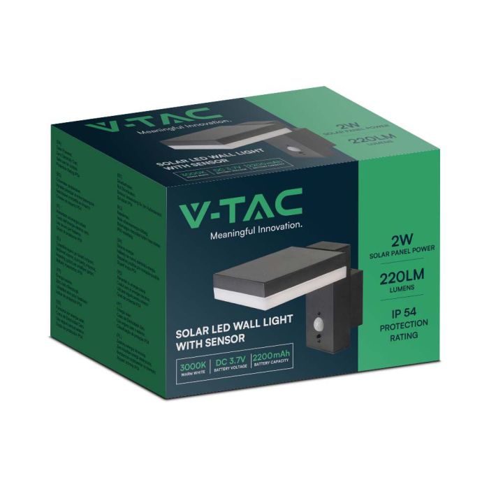 V-TAC Aplique Solar Cuadrado - IP54 - 220 Lumens - 3000K-extra-8.webp