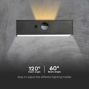 Aplique Solar Sensor V-TAC - IP65 Impermeable - Cuerpo Negro - 3W - 350 Lumens - 4000K + 3000K-extra-7.webp
