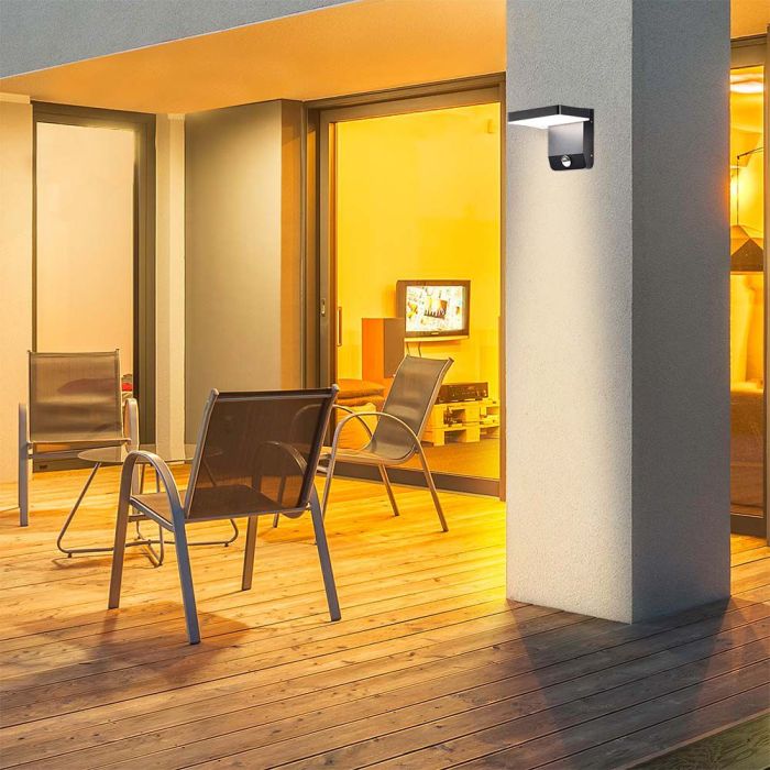 Aplique LED giratorio V-TAC - Sensor PIR - Impermeable IP65 - Negro - 17W - 2580 Lumens - 4000K-extra-2.webp