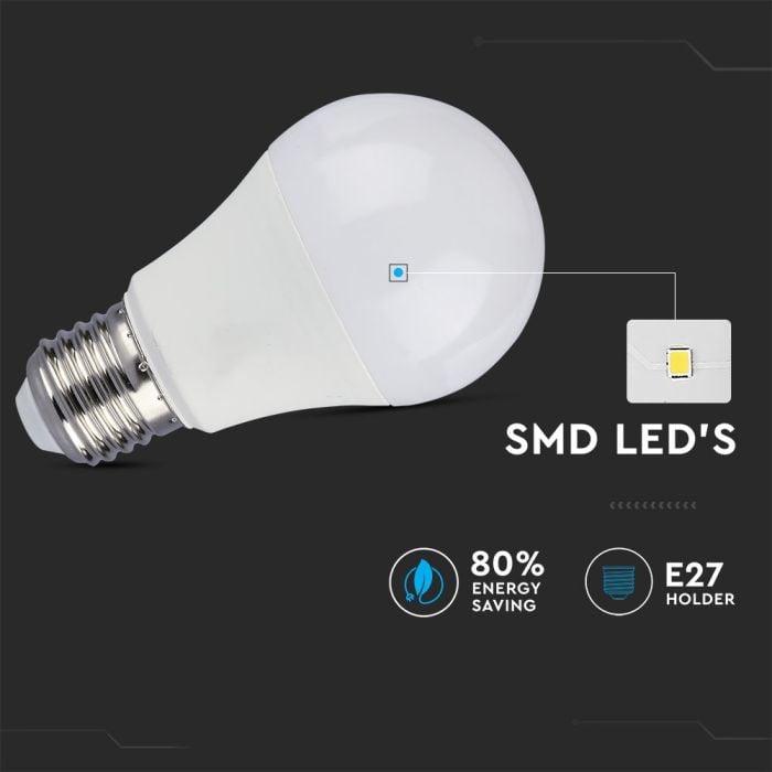 Bombilla LED V-TAC - RTL - GLS - E27  - IP20 - Blanco - 9W - 806 Lúmenes - 4000K  - Pack de 2-extra-2.webp
