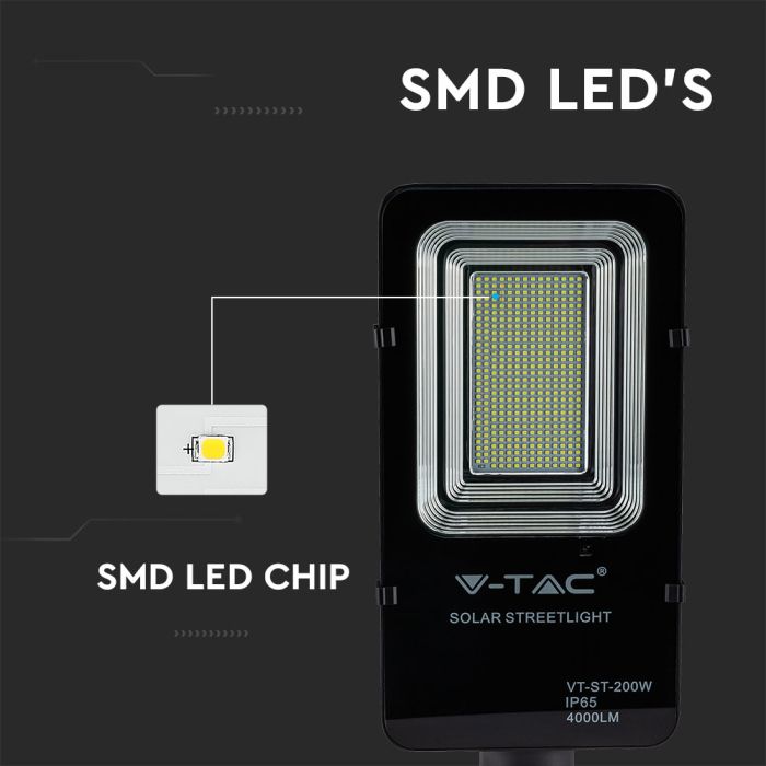 V-TAC Farola Solar - 50W - IP65 Impermeable - Negra - 4000 Lumens - 6000K-extra-6.webp