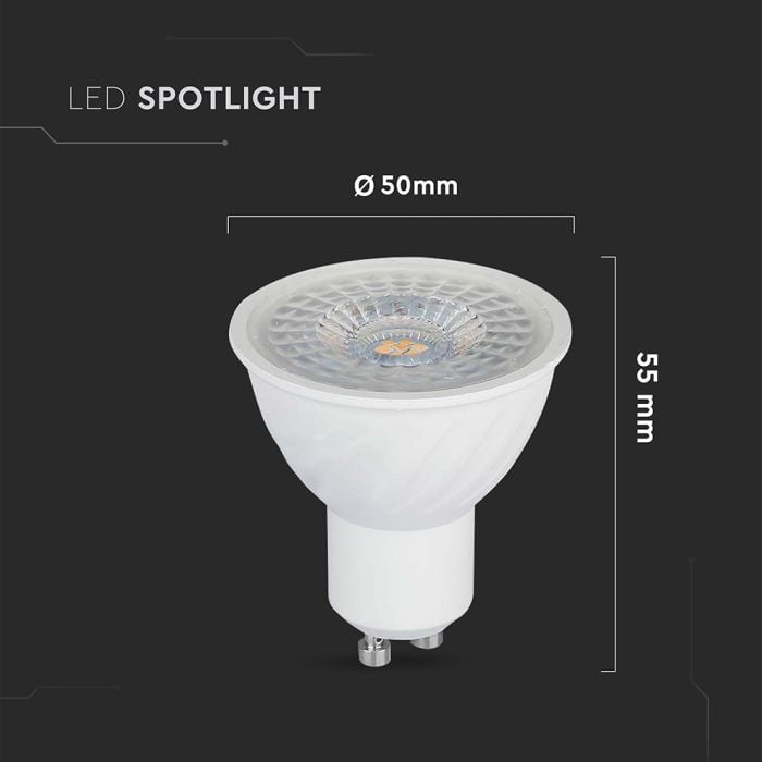 V-TAC LED Dimmable Spot Light - GU10 - Lente 110° - IP20 - Blanco - 6W - 445 Lumens - 4000K - Pack de 25-extra-3.webp