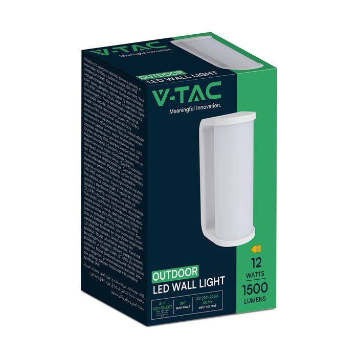 V-TAC LED Aplique Moderno - 140lm/w - IP65 Estanco - Blanco - 12W - 1760 Lumens - 3IN1-extra-7.webp