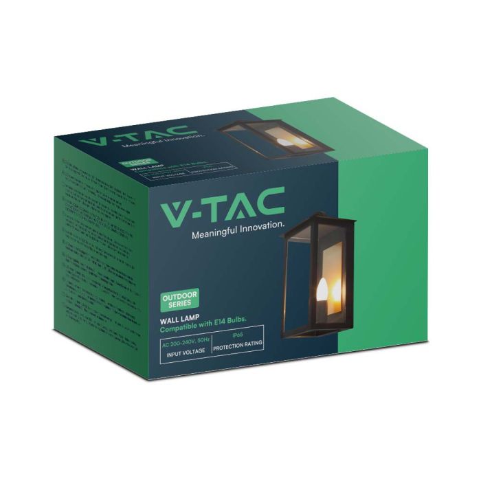 V-TAC Aplique Exterior - UP - Soporte E14 - IP65 Estanco - Negro Mate-extra-6.webp