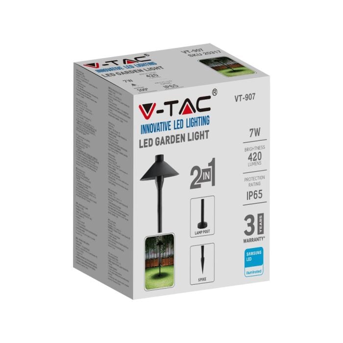 V-TAC Exterior - Luces de Espiga para Jardín - Samsung - IP65 Impermeable - Negro - 7W- 420 Lúmenes - 6400K-extra-9.webp