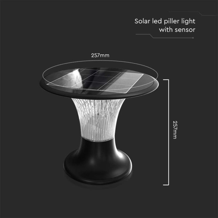 V-TAC Solar Sensor Luz de Pilar - IP65 Impermeable - Negro - 15W- 2200 Lumens - 6000K + 4000K-extra-3.webp