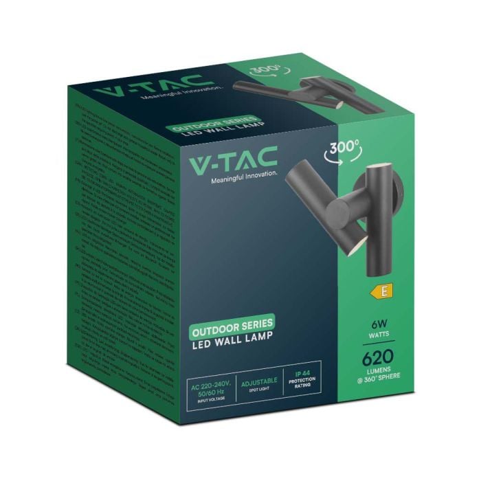 V-TAC LED Aplique Moderno - Foco 2 Vias - IP44 - Cuerpo Negro - 6W- 620 Lumens - 3000K-extra-9.webp