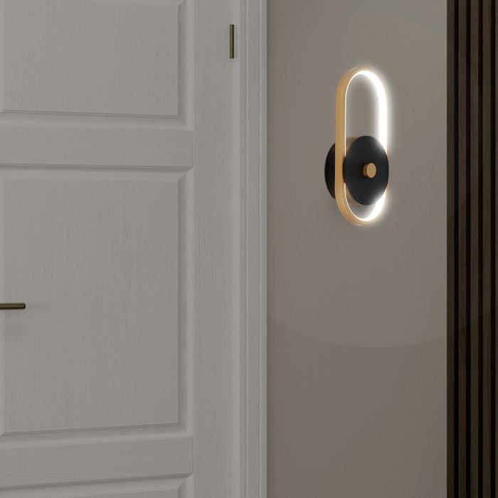 V-TAC LED Aplique Moderno - IP54 - Negro + Cuerpo Latón Antiguo - 15W- 1650 Lumens - 3000K-extra-1.webp