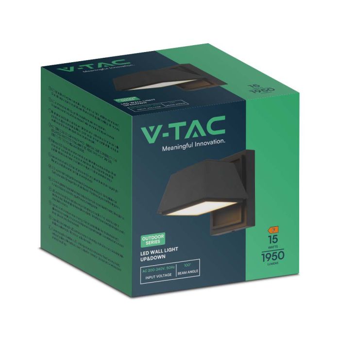 V-TAC LED Aplique Moderno - Arriba Abajo - IP65 Impermeable - Cuerpo Negro - 15W- 1950 Lumens - 3000K-extra-7.webp