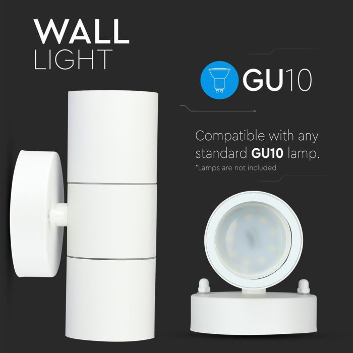 V-TAC Lámpara de Pared Exterior - UP - Down - Accesorios de Pared - Soporte GU10 - IP44 - Blanco Mate-extra-4.webp