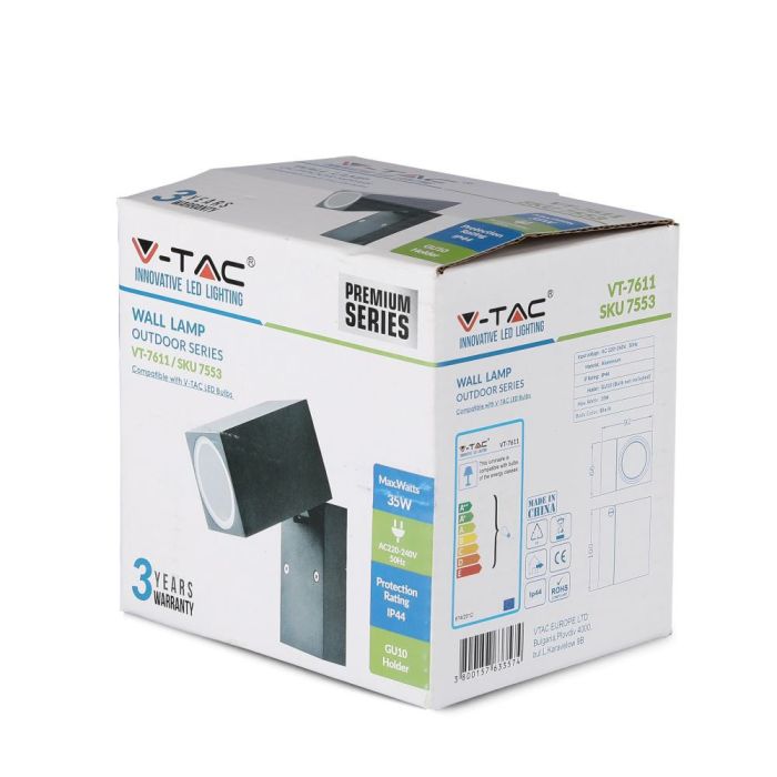 V-TAC Aplique Exterior - Apliques Ajustable - Soporte GU10 - IP44 - Negro Mate-extra-5.webp