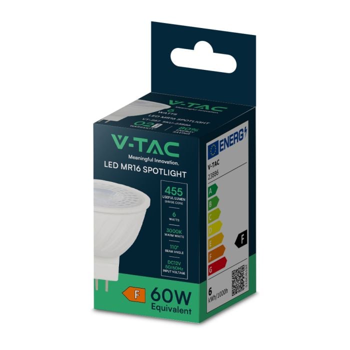 V-TAC LED Dicroica - MR16 - Lente 110° - IP20 - Blanco - 6W - 455 Lumens - 3000K-extra-6.webp