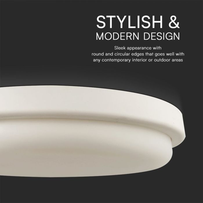 V-TAC LED Plafón redondo - Mamparo - IP54 - Blanco - 24W- 2500 Lumens - 3000K-extra-4.webp