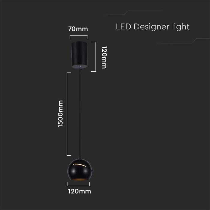 V-TAC Luz de Techo de Diseño - IP20 - Cuerpo Negro - 8.5W- 850 Lumens - 3000K-extra-3.webp