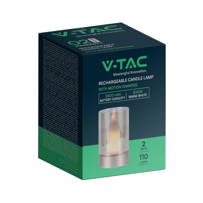 V-TAC Lámpara de Sobremesa Recargable - IP20 - Oro champán + Cristal ámbar - 2W - 110 Lumens - 3000K-extra-7.webp