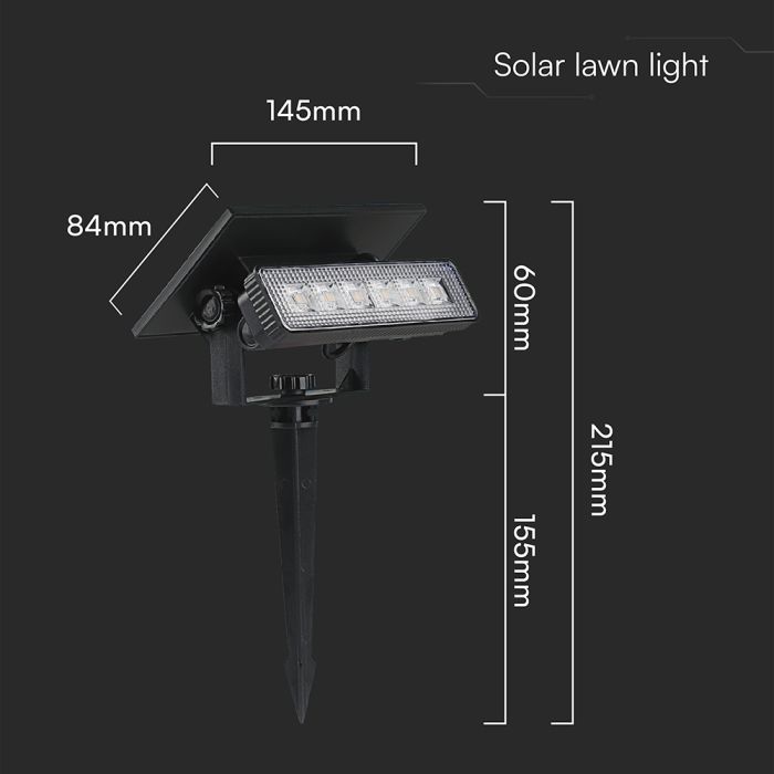 Luz Solar para Jardín V-TAC - IP65 Impermeable - Negra - 80 Lumens - 3000K-extra-3.webp