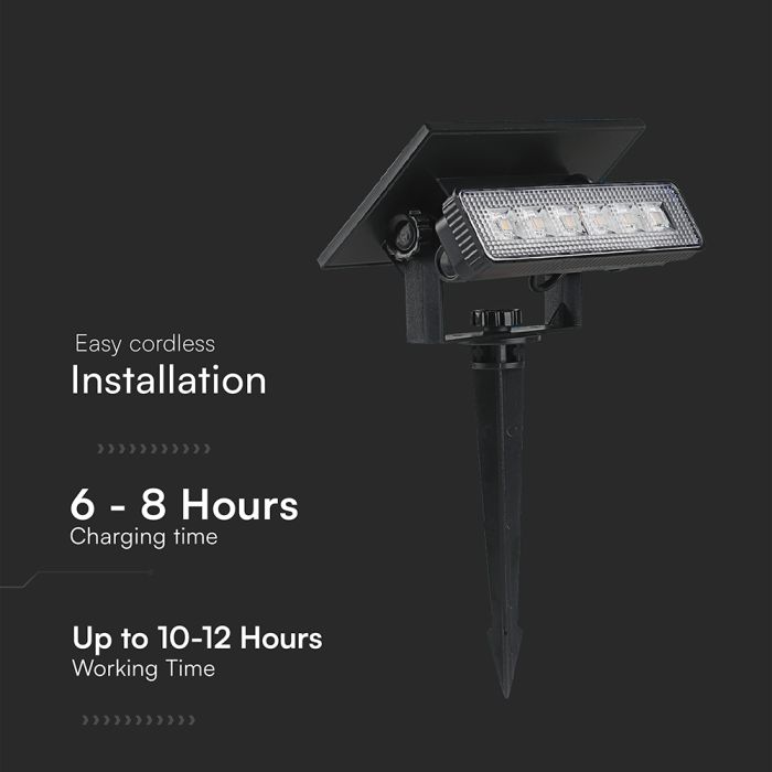 Luz Solar para Jardín V-TAC - IP65 Impermeable - Negra - 80 Lumens - 3000K-extra-5.webp