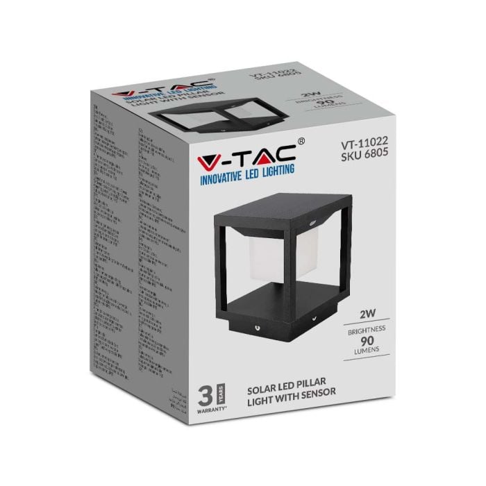 V-TAC Baliza Solar - IP65 Impermeable - Negro - 2W - 90 Lumens - 3000K-extra-3.webp