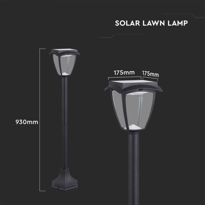 V-TAC Lámpara Solar para Césped - IP65 Impermeable - Negro Mate - 2W - 110 Lumens - 3000K + 6000K - Negro Mate-extra-4.webp