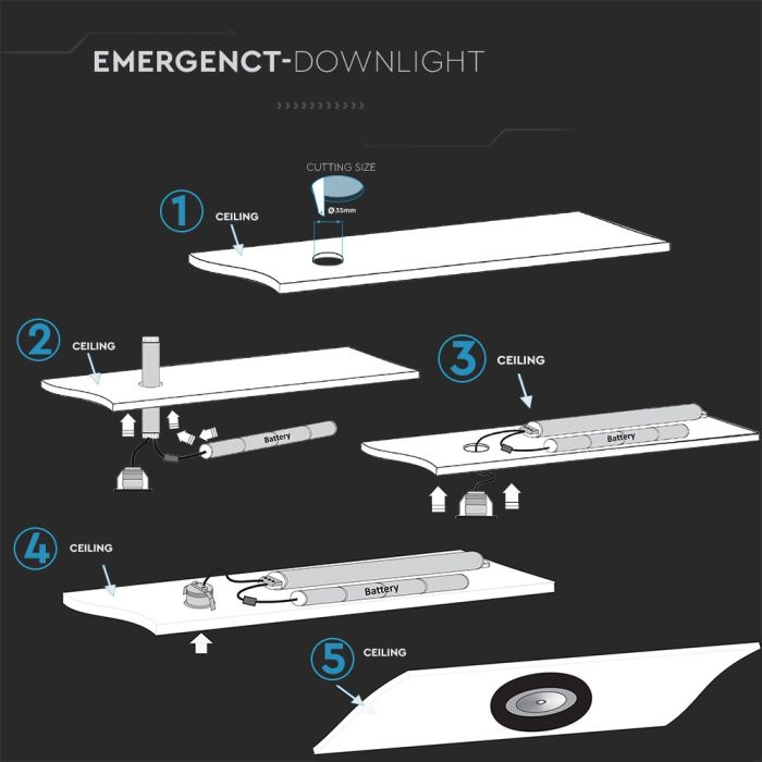 Luces de Emergencia V-TAC - Foco - IP20 - Blanco - 3W - 140 Lumens - 5500K-extra-6.webp