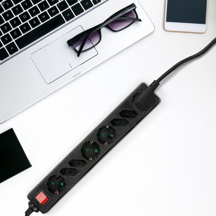 Adaptadores y tomas V-TAC - 8 vías - Toma de extensión de interruptor - IP20 - Negro - Cable de 1,5 m-extra-2.webp