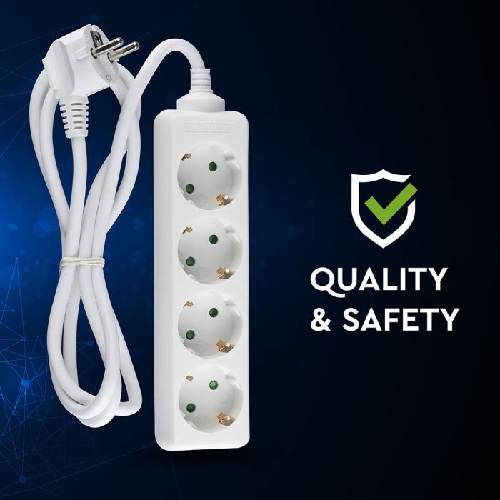 Adaptadores y tomas V-TAC - 4 vías - Alargadera - IP20 - Blanco - Cable de 1,5 m-extra-5.webp