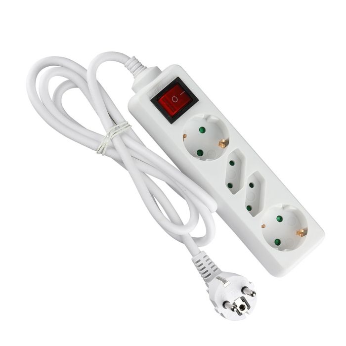V-TAC Adaptadores y Tomas - 4 Vías - Interruptor Extensión Toma - IP20 - Blanco - 1.5m Cable-extra-10.webp