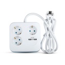 Adaptadores y tomas V-TAC - 3 vías - Toma de extensión USB cuadrada - IP20 - Blanco - Cable de 1,4 m-extra-2.webp
