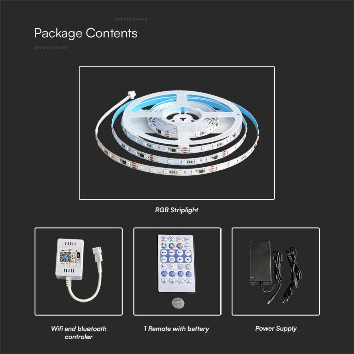 V-TAC Smart LED Tiras de luz Kits - IP20 - RGB - Rollo de 10m-extra-8.webp