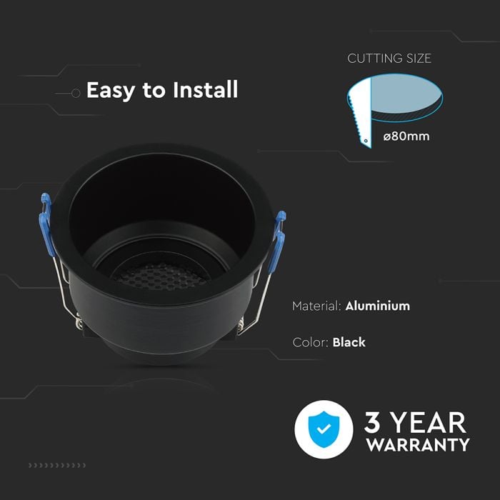 Foco LED V-TAC - Empotrable - GU10 - IP20 - Negro-extra-5.webp