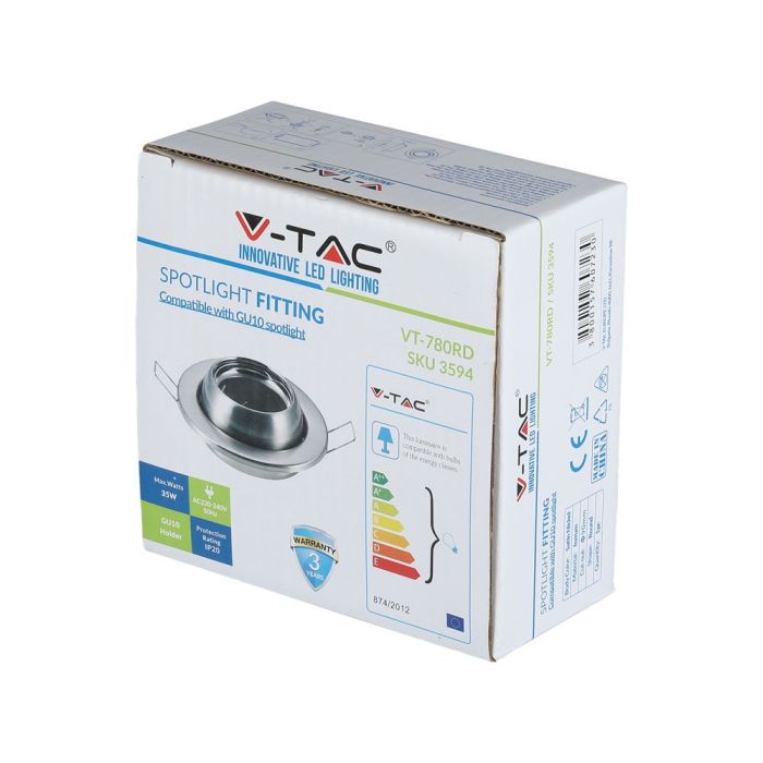 V-TAC LED Aro redondo - Empotrable - GU10 Ángulo Cambiante - IP20 - Níquel Satinado-extra-9.webp
