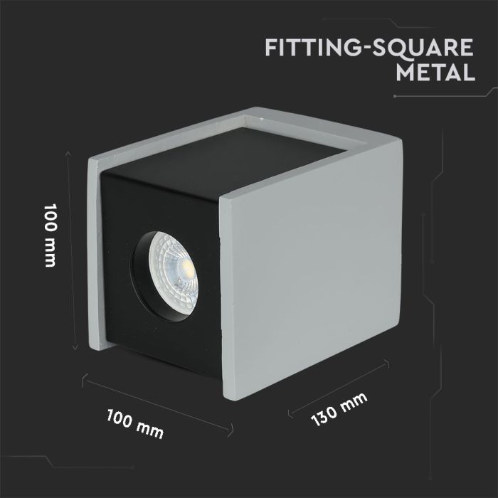 V-TAC Aro de yeso / hormigón cuadrado LED - Accesorios de Superficie - GU10 - IP20 - Gris + Negro Pistola-extra-3.webp