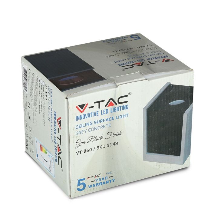 V-TAC Aro de yeso / hormigón cuadrado LED - Accesorios de Superficie - GU10 - IP20 - Gris + Negro Pistola-extra-11.webp