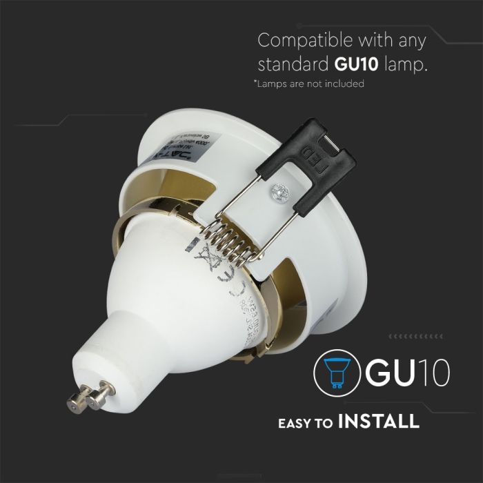 V-TAC LED Aro redondo - Empotrable - GU10 - IP20 - Blanco + Dorado-extra-4.webp