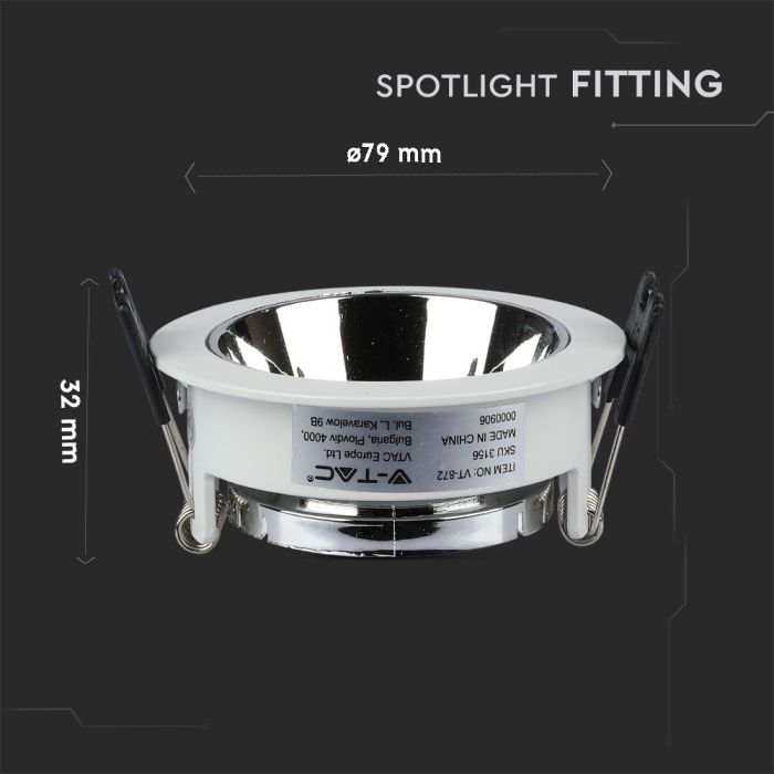 V-TAC LED Aro redondo - Empotrable - GU10 - IP20 - Blanco + Cromo-extra-2.webp