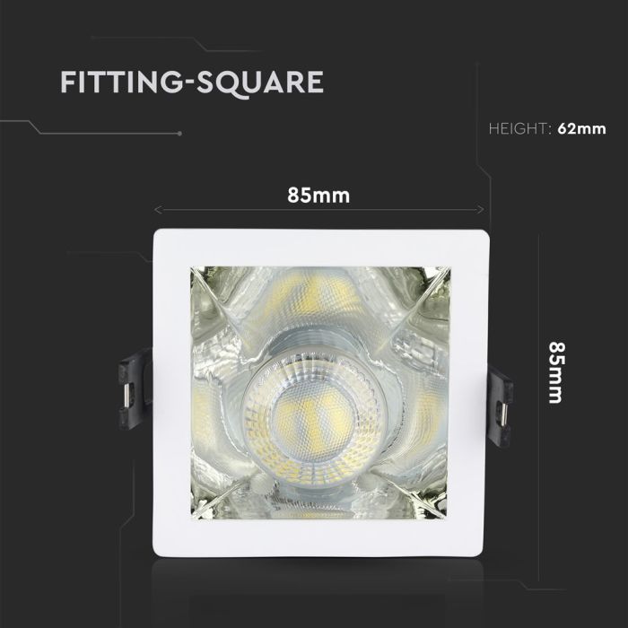 V-TAC Aro  cuadrado LED - Empotrable - GU10 - IP20 - Blanco + Cromo-extra-2.webp