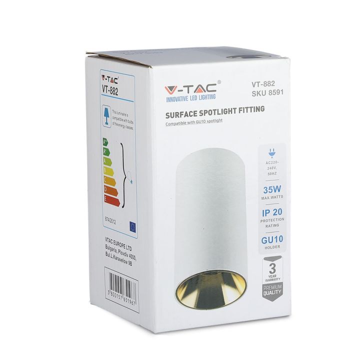 V-TAC LED Aro redondo - Accesorios de Superficie - GU10 - IP20 - Blanco + Dorado-extra-10.webp