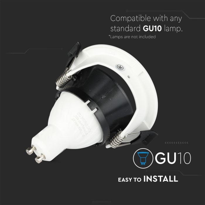 V-TAC LED Aro redondo  - Empotrable - GU10 - IP20 - Blanco + Negro-extra-4.webp