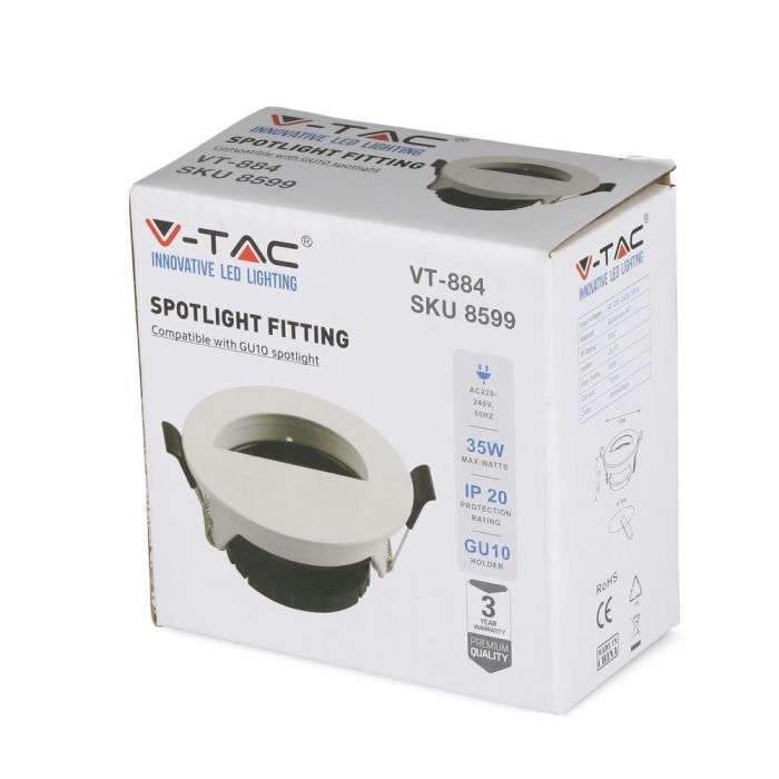 V-TAC LED Aro redondo  - Empotrable - GU10 - IP20 - Blanco + Negro-extra-10.webp