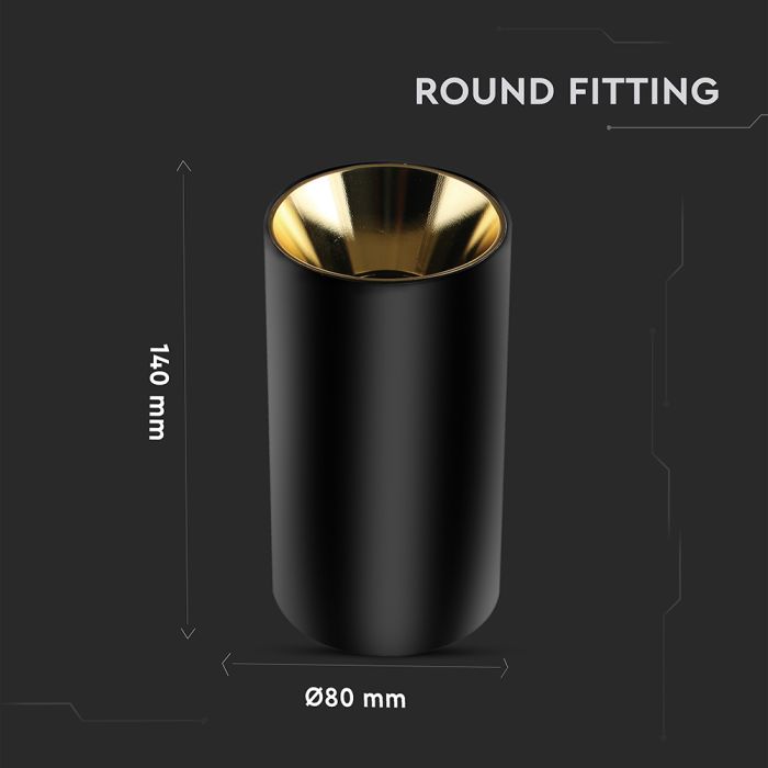 V-TAC LED Aro redondo - Accesorios de superficie - GU10 - IP20 - Negro + Oro-extra-2.webp