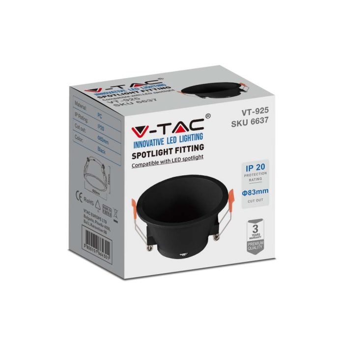 V-TAC LED Aro redondo - Empotrable - GU10 - IP20 - Negro-extra-5.webp