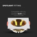 V-TAC Aro cuadrado LED - Empotrable - GU10 - IP20 - Blanco + Dorado-extra-3.webp