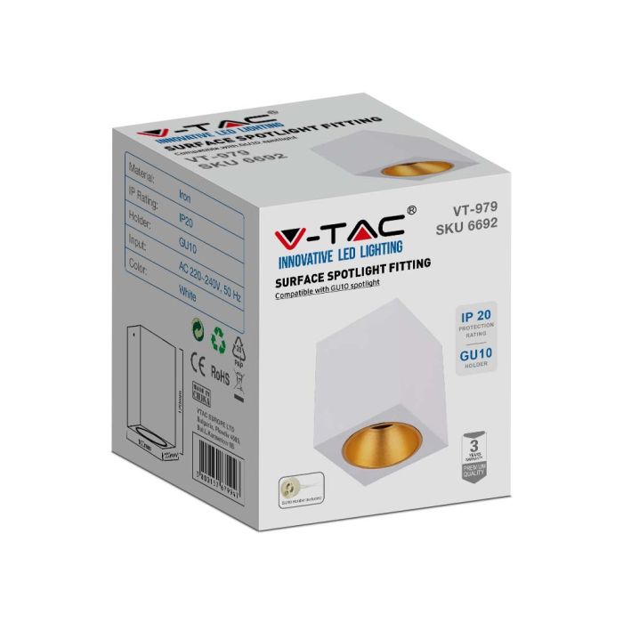 V-TAC LED Aro cuadrado - Accesorios de superficie - GU10 - IP20 - Blanco-extra-5.webp